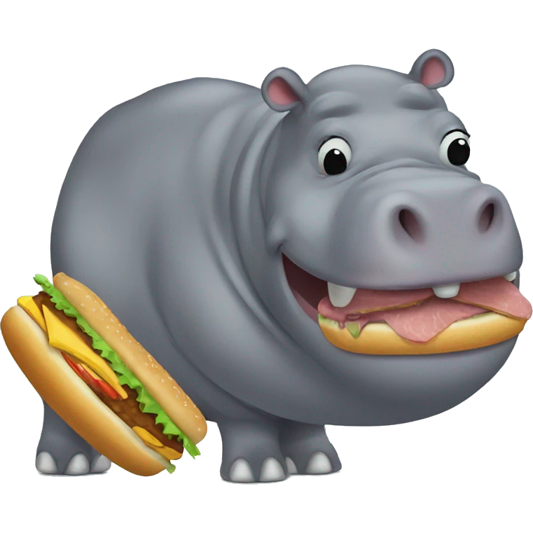 Hippo eat hamburgers  emoji