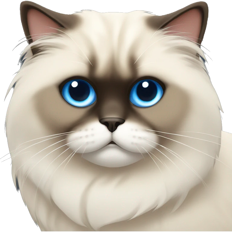 himalayan cat with brown ears brown nose laying down with big blue eyes emoji