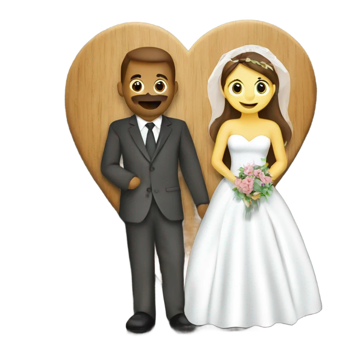 Wooden Heart Wedding Decal emoji