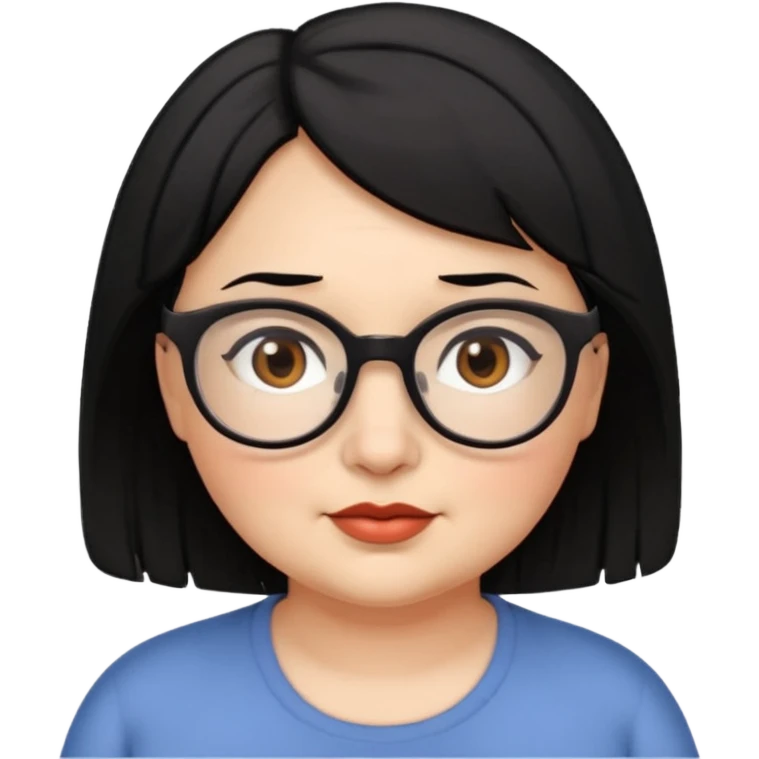woman 60, brown eyes, very short weavy black hair, chubby emoji