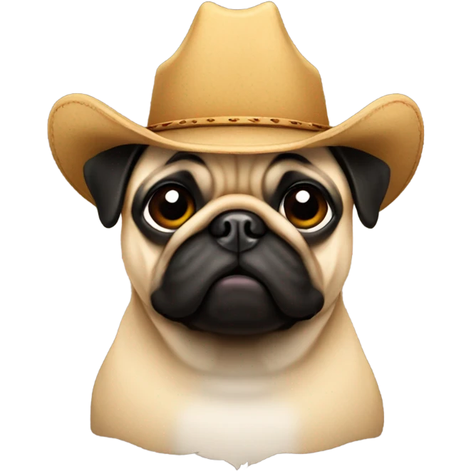 pug wearing a cowboy hat emoji
