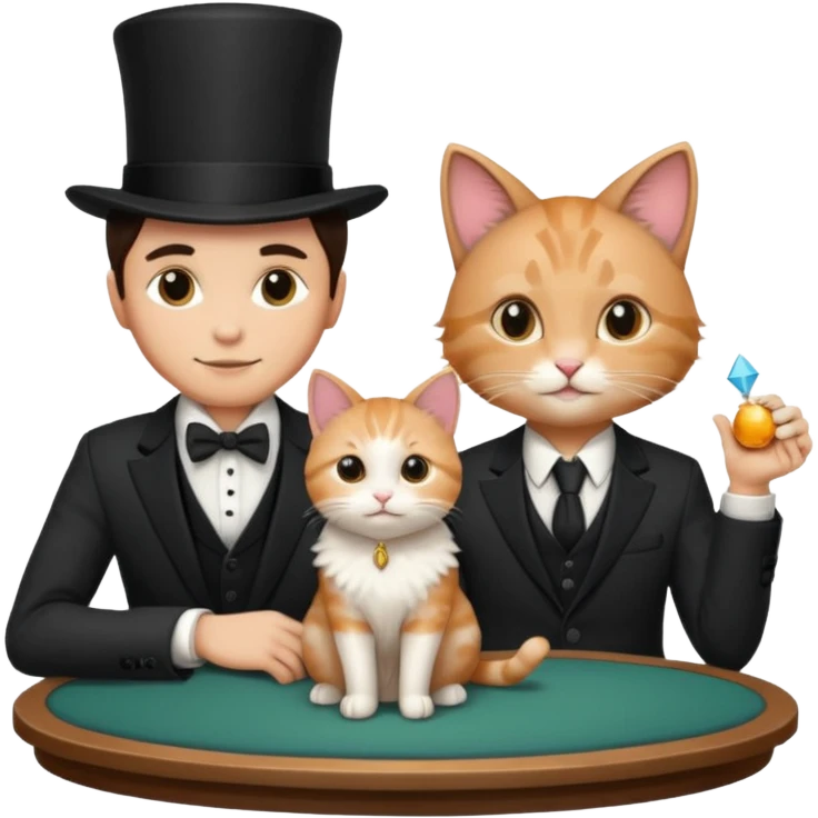 magician couple and their pet cat emoji