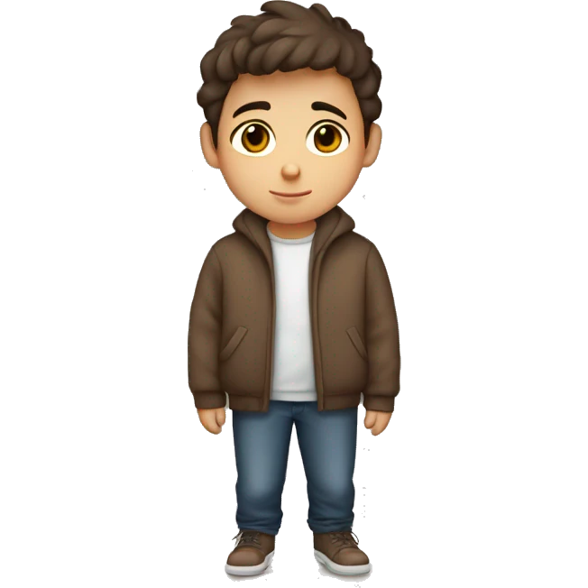 winter, christmas, young boy, short  brown hair, brown eyes, hispanic, sweater, full body, chubby emoji