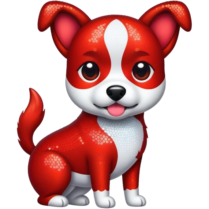 Chien rouge paillettes emoji