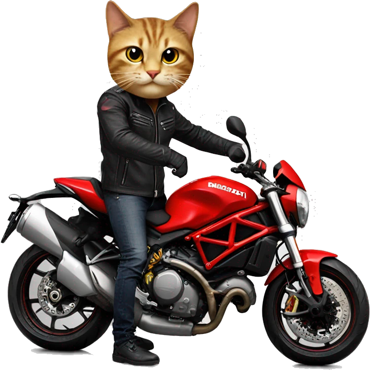 cat on red ducati monster emoji