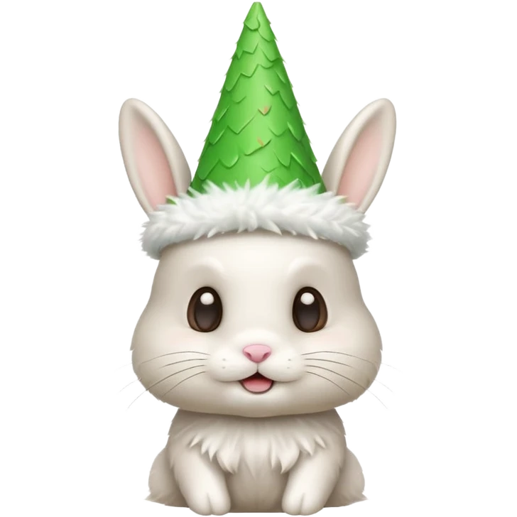 Rabbit in Green Party Hat – white bunny with cone party hat  emoji