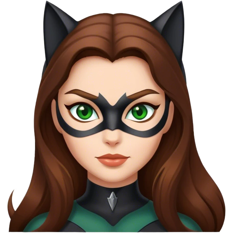  Catwoman with long Brown hair and Green eyes emoji