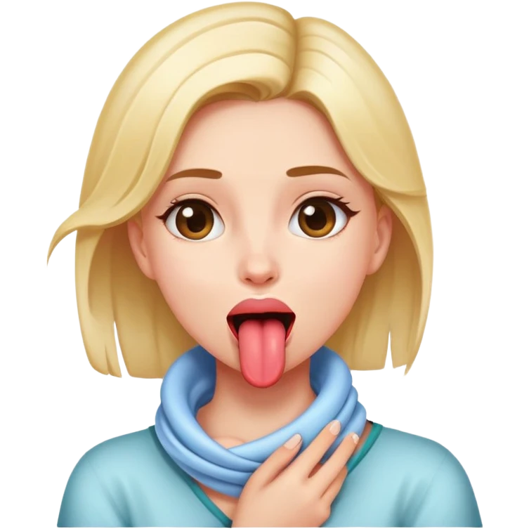 a girl with hand wrapped around her neck with her tongue out emoji