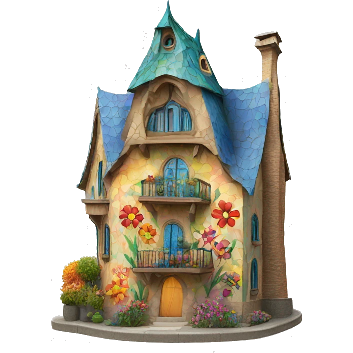 Gaudí flowery colorful house  emoji