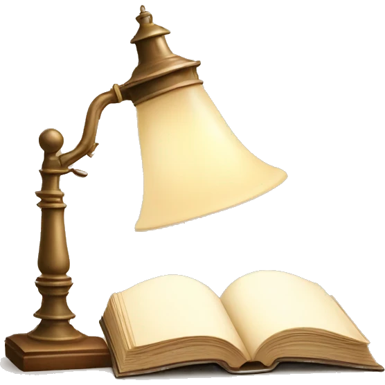 vintage lamp with open book beige emoji