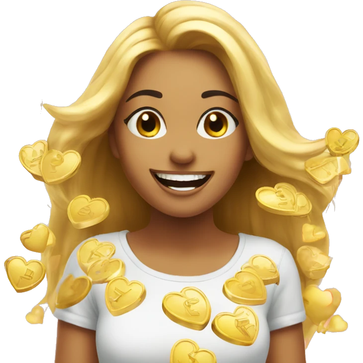happy girl + hearts + sparkles + money emoji