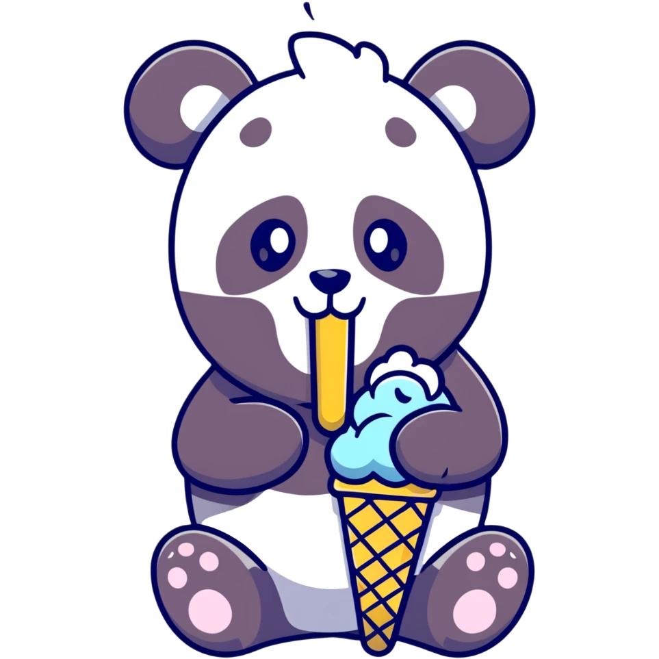 Panda eating ice cream emoji