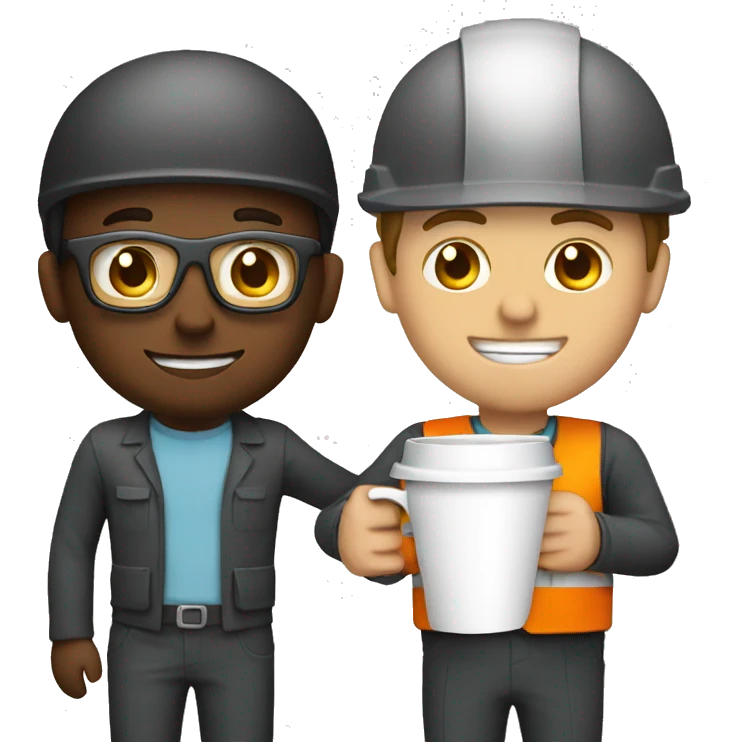  engineer with helmet holds coffee white man emoji