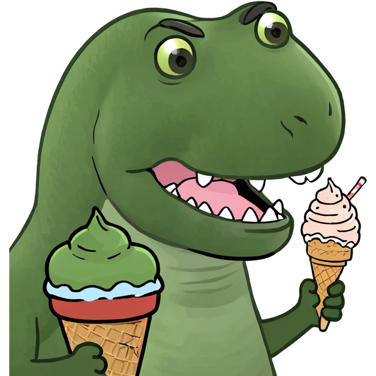 T-Rex with ice cream emoji