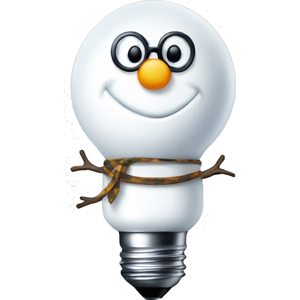 snowman light bulb with glasses emoji