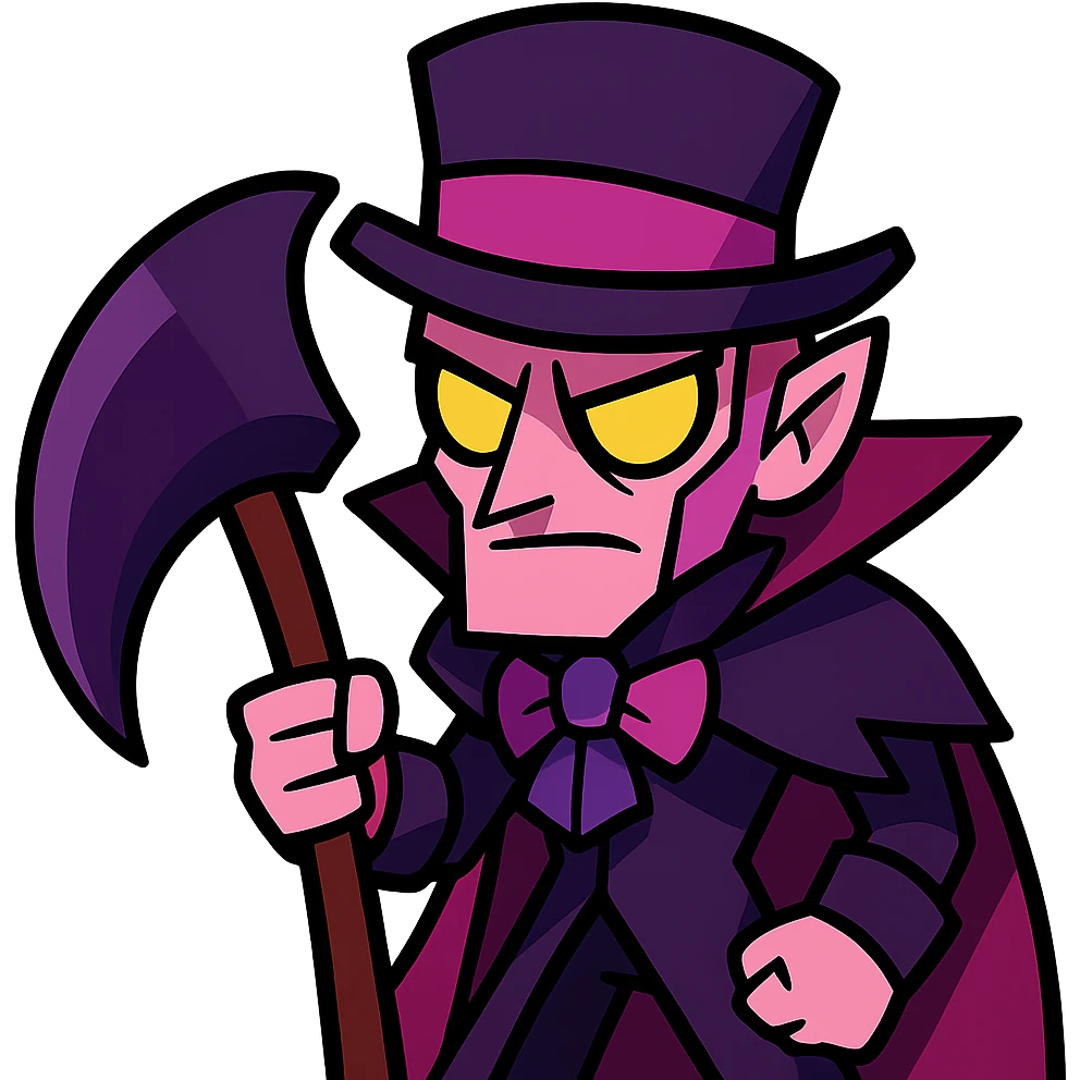 Mortis from Brawl Stars with glowing eyes, vibrant cartoon style emoji