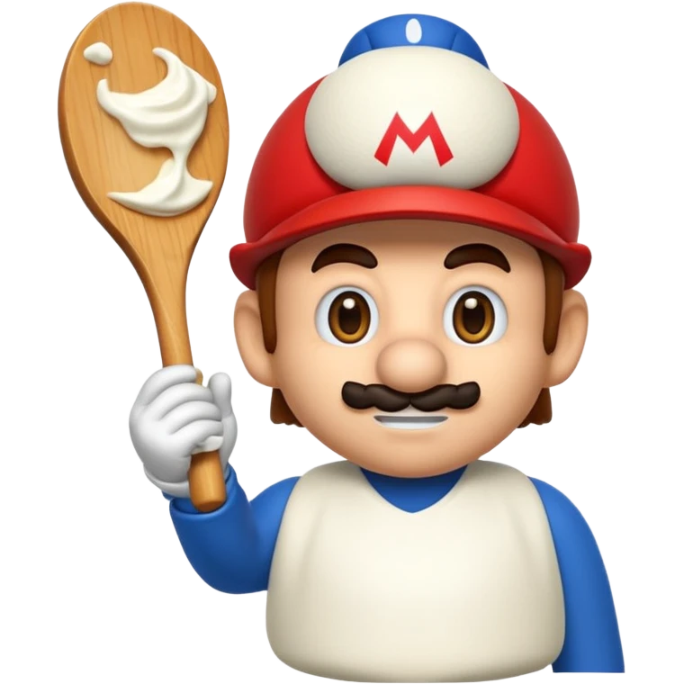 genera un'emoji di super mario che picchia un vasetto di yogurt con una mazza da baseball emoji