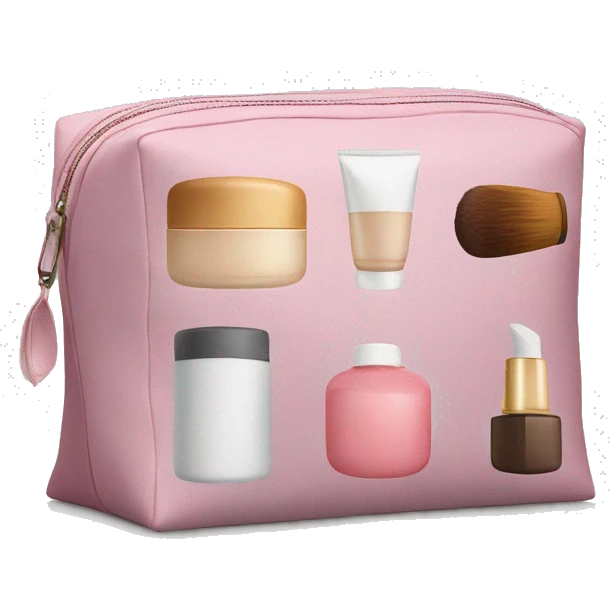cosmetic bag from which cosmetics are visible emoji