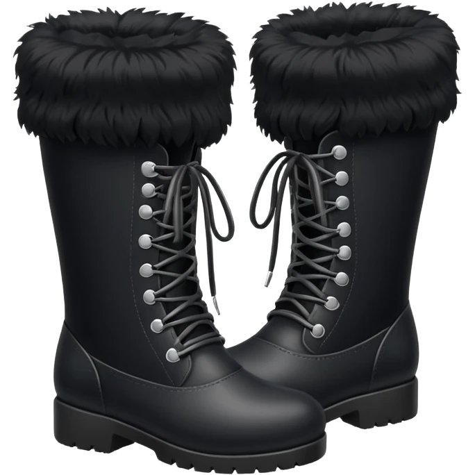 a pair of black fluffy boots  emoji