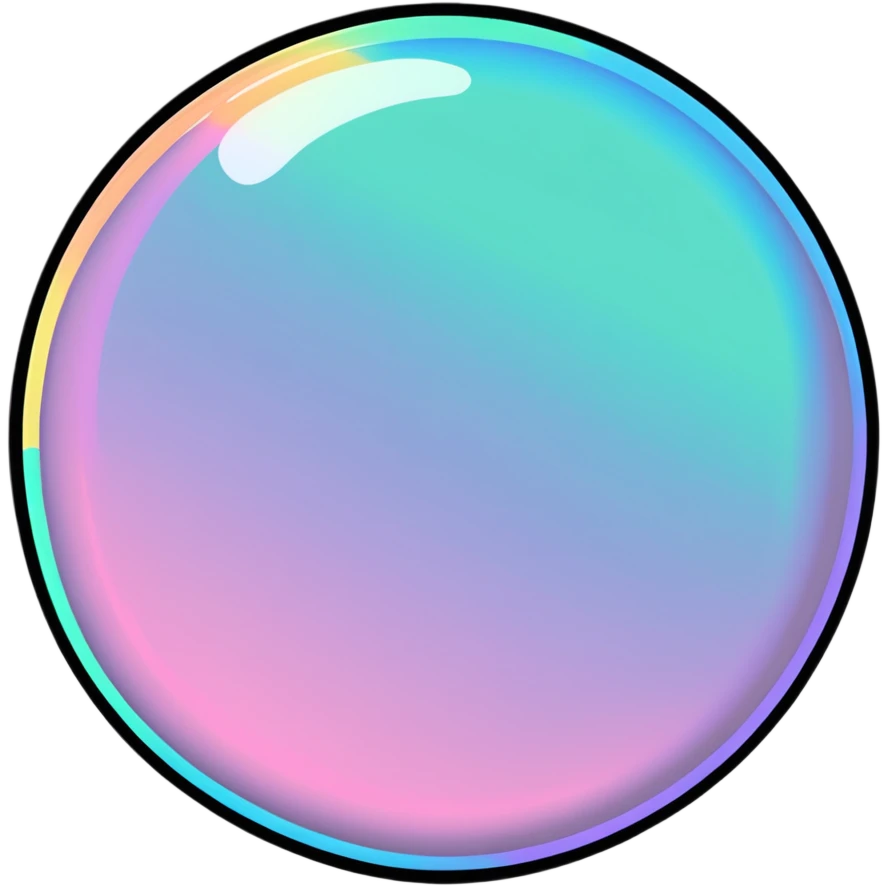 big iridescent soap bubble with small bubbles next to it emoji