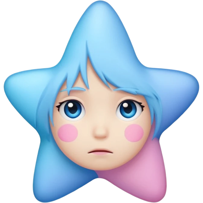 pastel emo star with a sad face emoji