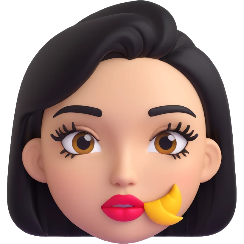 sassy mean girl emoji with long eyelashes, thick glossy lips, side-eye expression, dramatic makeup, smug attitude emoji