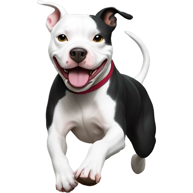 Black and white pitbull running emoji
