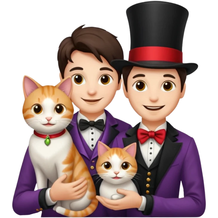 magician couple and their pet cat emoji