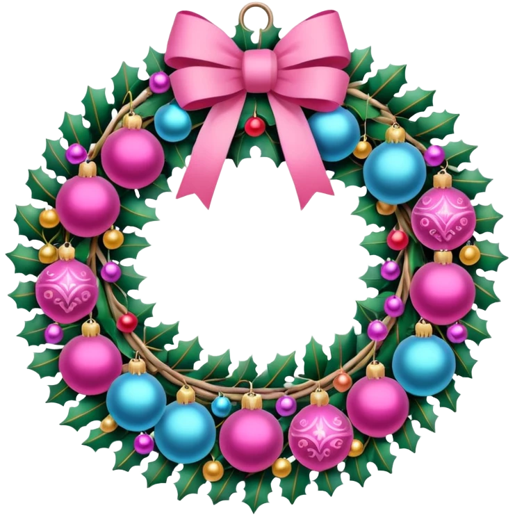 pink christmas wreath emoji