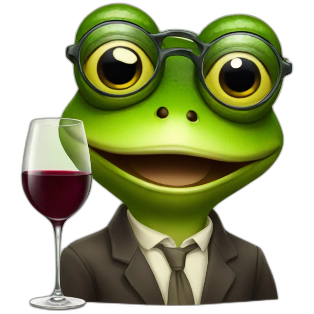 a frog with glasses and wine emoji