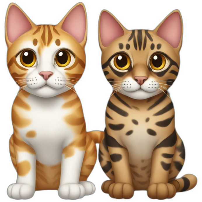 Two Bengal cats of different colours. emoji