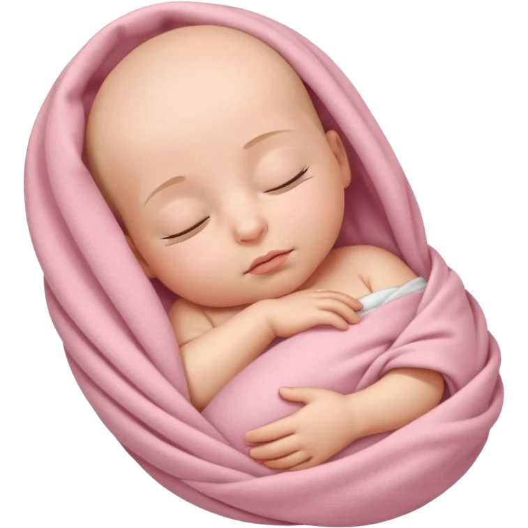 Newborn sleeping baby wrapped in a light pink blanket  emoji