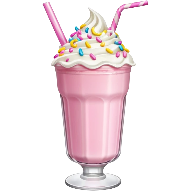 pink milkshake with whipped cream and sprinkles  emoji