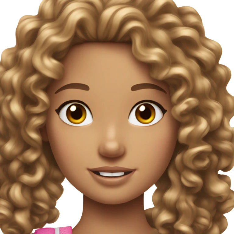 girl with curly hair brunette barbie girl emoji