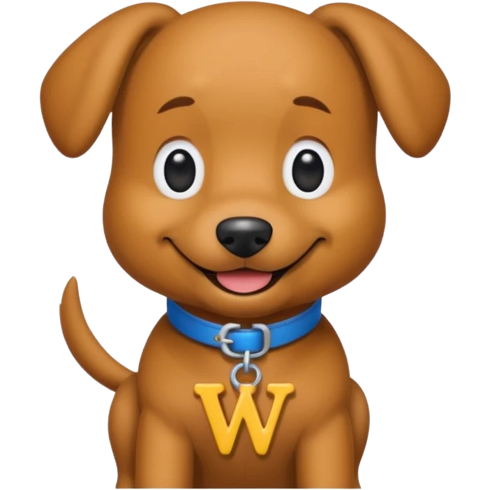 Wags the Dog from The Wiggles with light brown skin, collar with letter w emoji