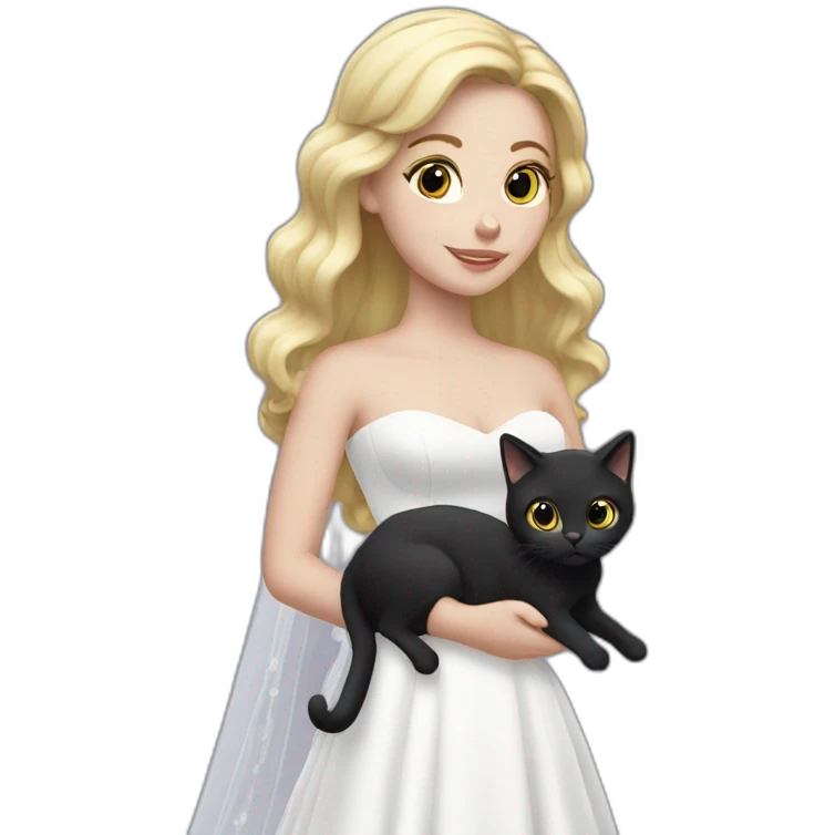 whiteskinbrideholdingablackcat emoji