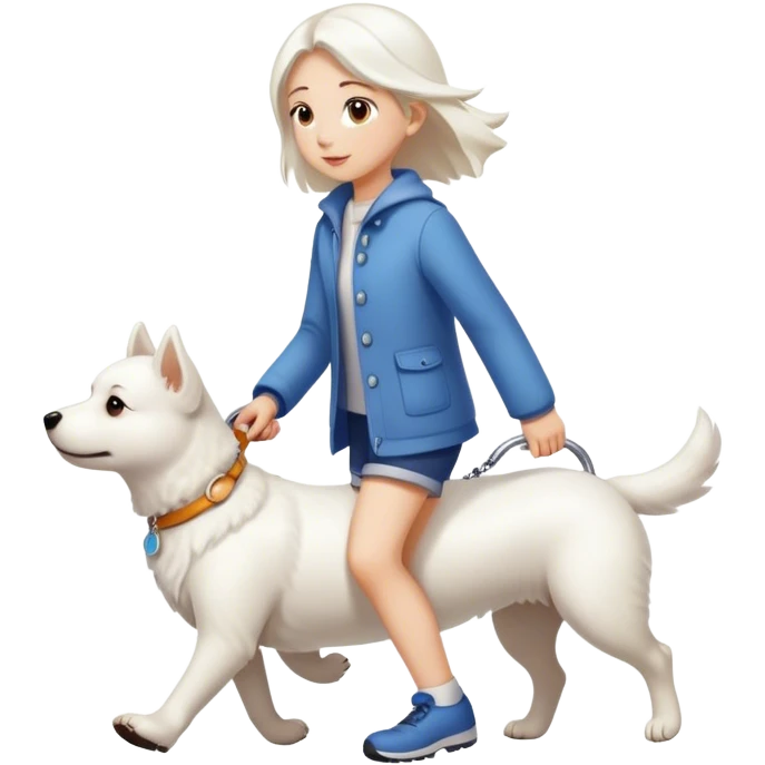Girl walking a white dog emoji