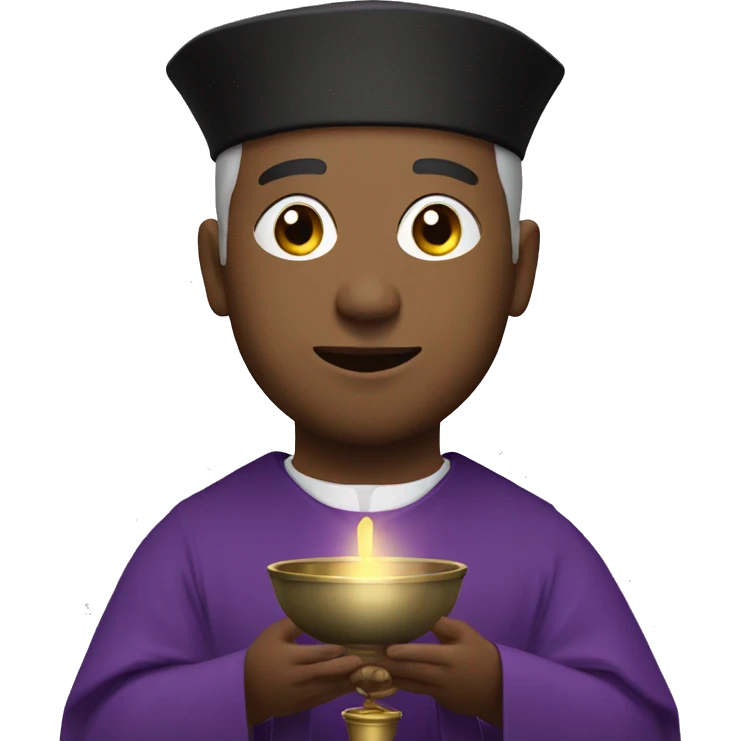 a priest with a censer wearing purple emoji