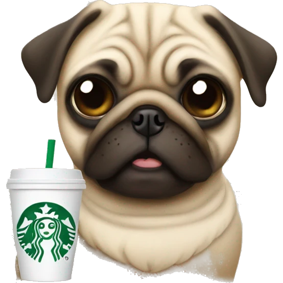 Pug drinking starbucks coffee emoji