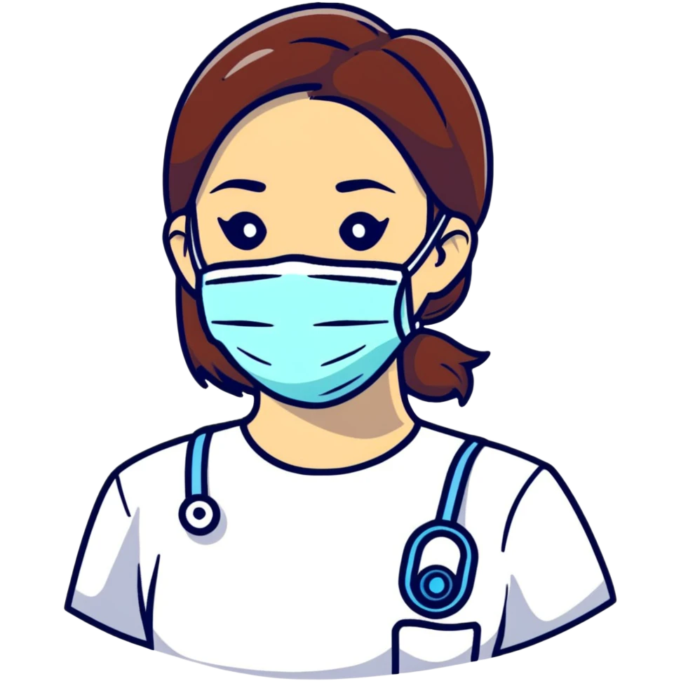 Girl wearing a COVID medical face mask emoji