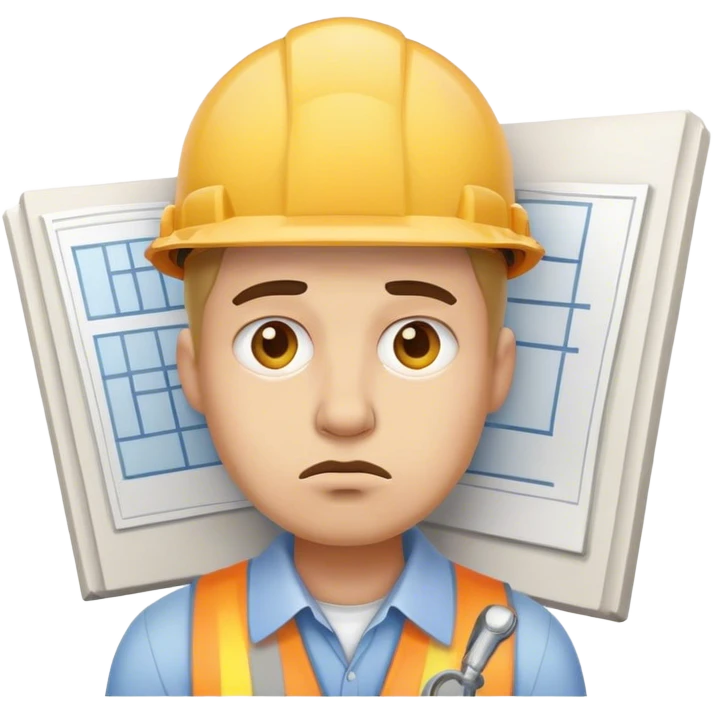 a architect with a tried face emoji
