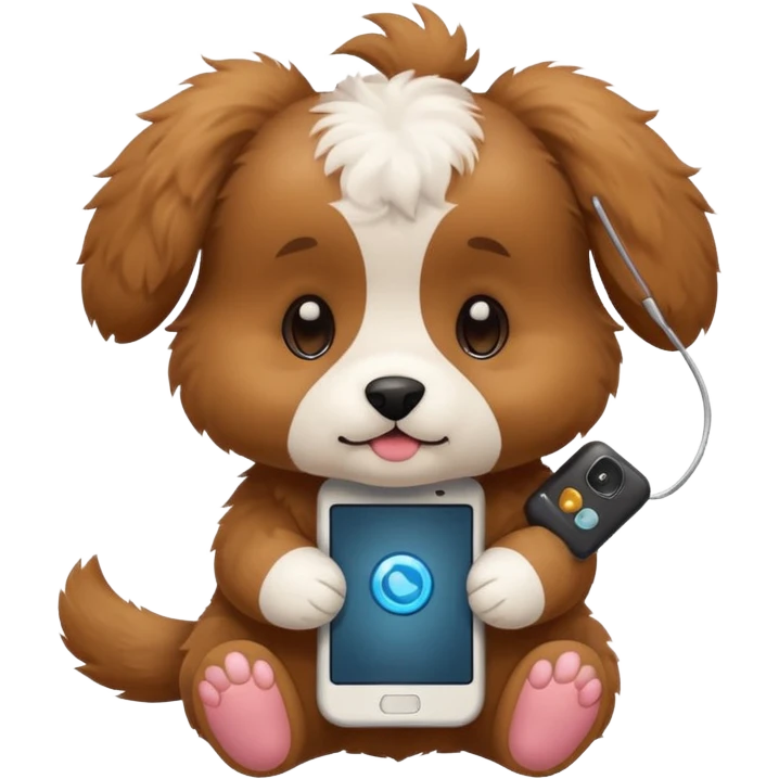 puppy with phone emoji