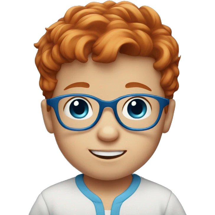 Redhead baby boy with blue glasses emoji