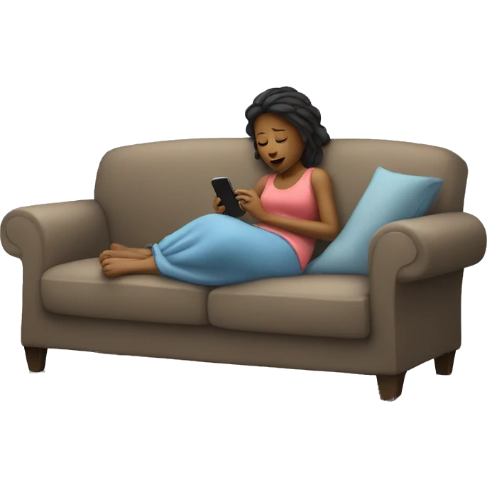 Wife laying on couch under a blanket on her phone  emoji