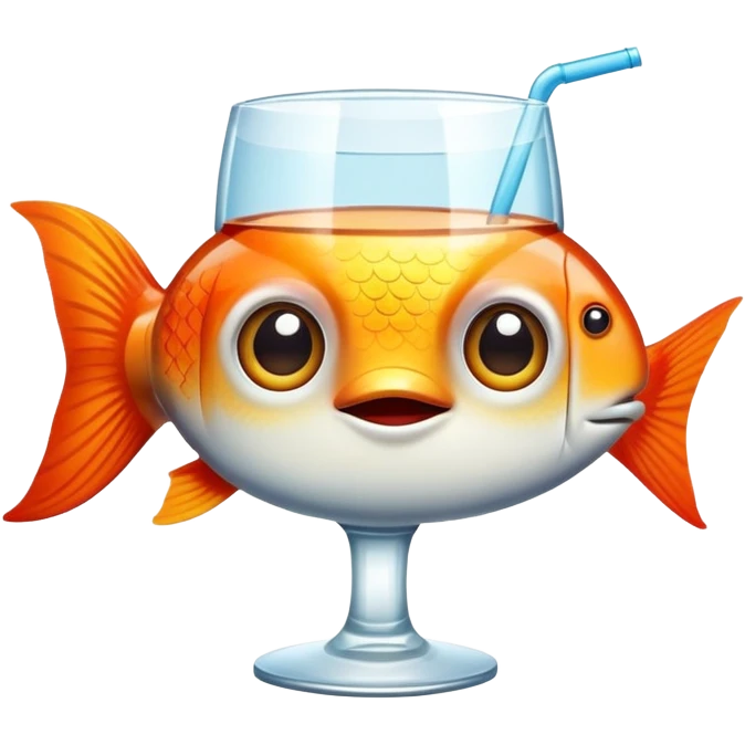 A fish holding a drink  emoji