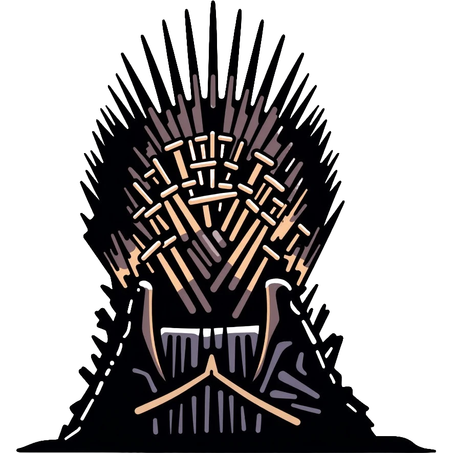 Iron throne made of swords, royal chair from Game of Thrones emoji