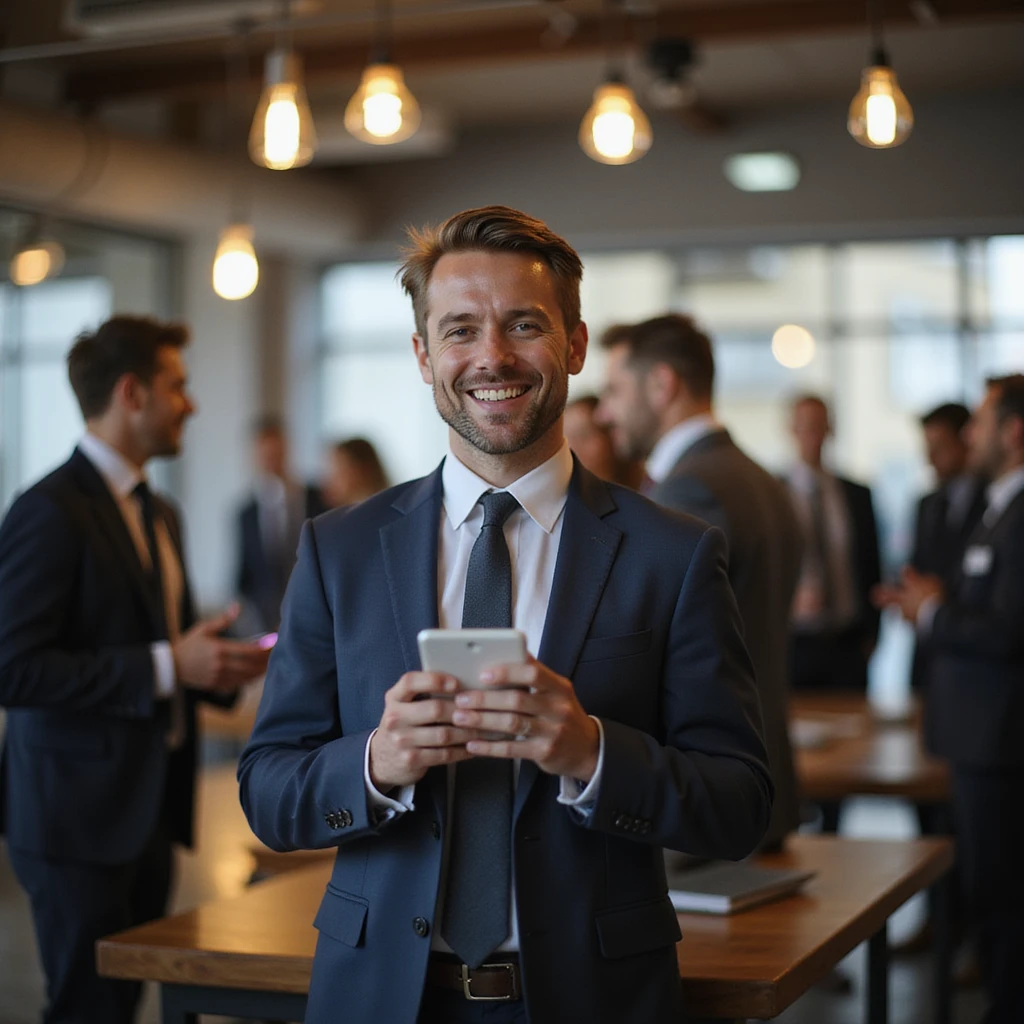 businessman encouraging customers emoji