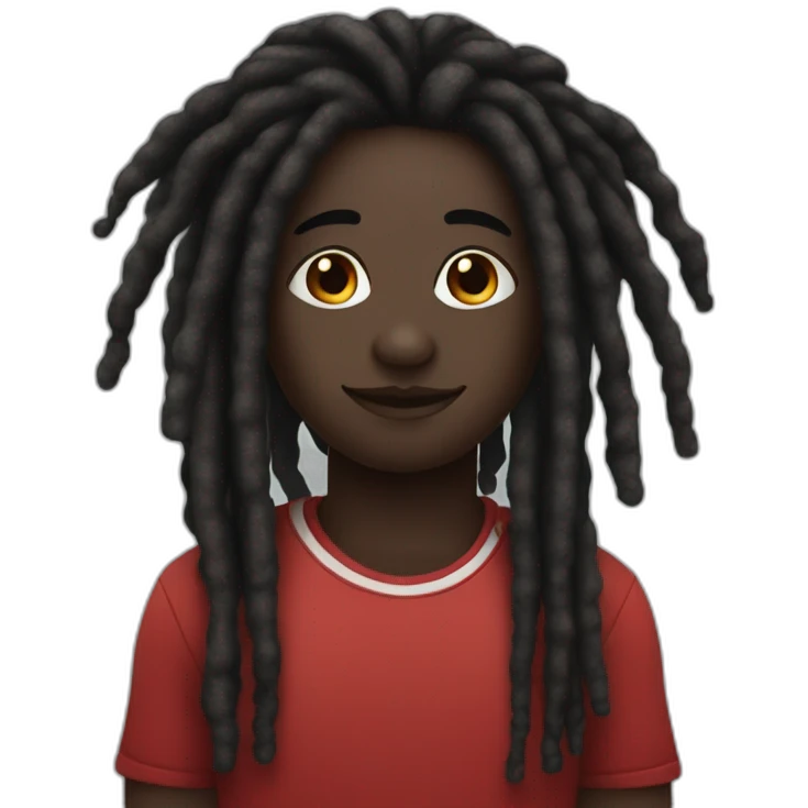 Cute Dark skin with red and black striped colored dreads emoji
