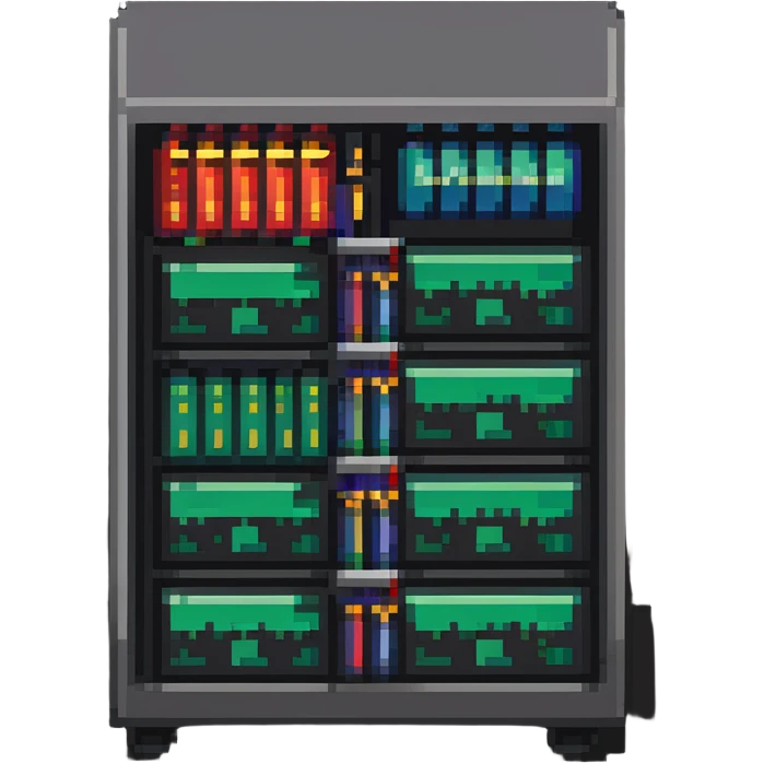Server rack with database cylinders and SQL text badge emoji