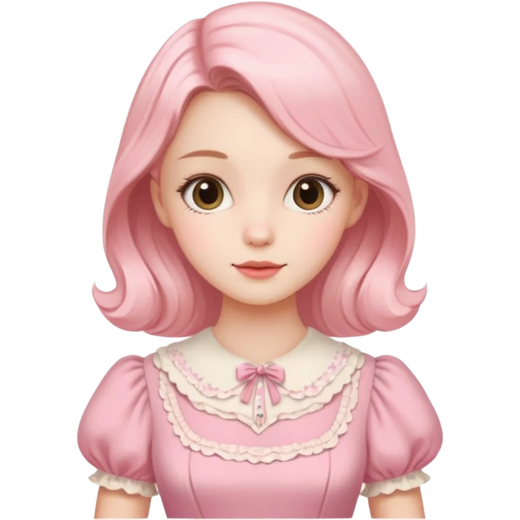 Cottagecore style ultra cute vintage material pink dress emoji